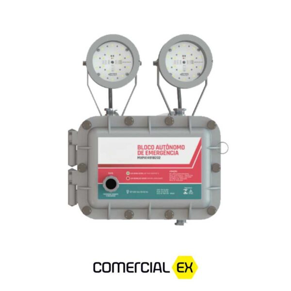 bloco autônomo de emergência led à prova de explosão, ideal para áreas classificadas com atmosferas explosivas zonas 1, 2, 21 e 22