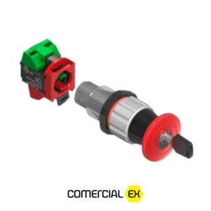 botão de emergência com chave à prova de explosão, ideal para áreas classificadas com atmosferas explosivas