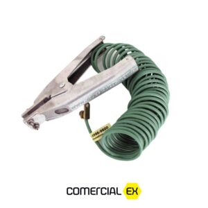 garra com cabo espiralado para sistema de monitoramento aterramento, ideal para áreas classificadas com atmosferas explosivas
