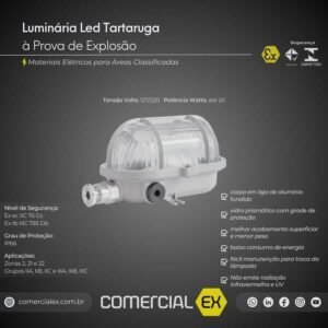 luminária tartaruga led à prova de explosão, ideal para áreas classificadas com atmosferas explosivas